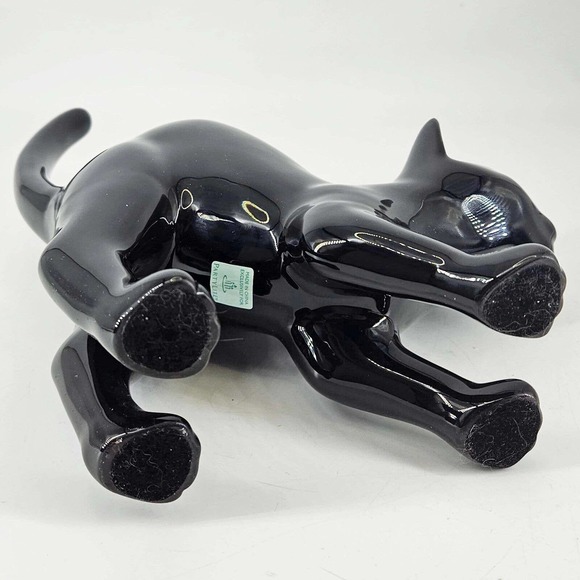 Retired Party Lite Black Cat Halloween ceramic Tea Light Candle holder - Picture 5 of 6